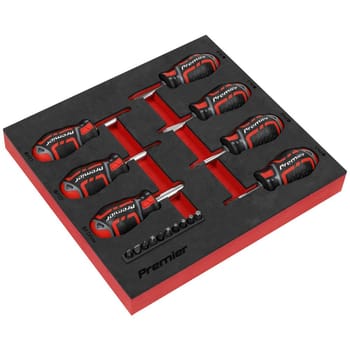 Sealey GripMAX 17 Piece Stubby Screwdriver Set in Module Tray