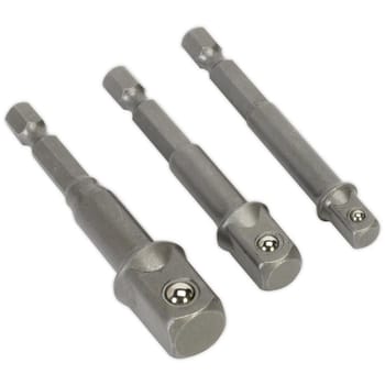 Sealey 3 Piece 1/4" Hex Shank Square Drive Socket Adaptor Set