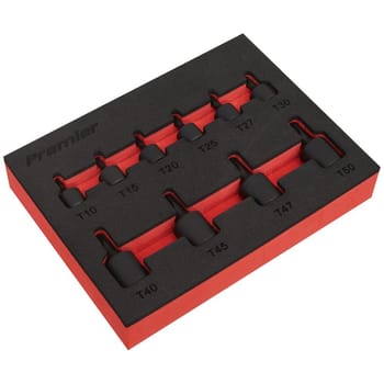 Sealey 10 Piece 1/4" and 3/8" Drive Low Profile Impact Torx Socket Bit Set