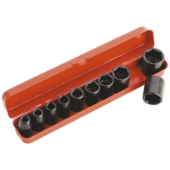 Sealey 10 Piece 1/2" Drive Hexagon Impact Socket Set Metric