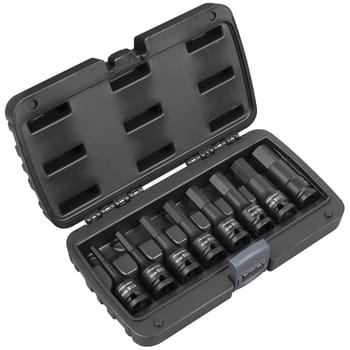 Sealey 8 Piece 1/2" Drive Impact Hexagon Socket Bit Set Imperial