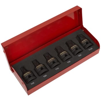 Sealey 6 Piece 1/2" Drive Impact Torx Socket Bit Set