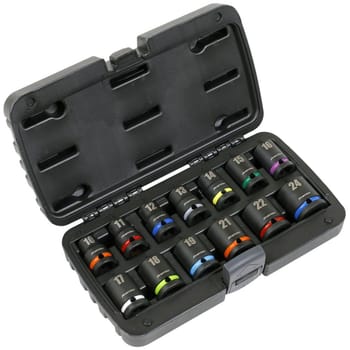 Sealey 13 Piece 1/2" Drive Colour Coded Hexagon Impact Socket Set