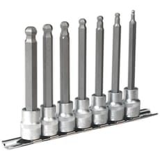 Sealey 7 Piece 3/8" Drive Ball End Long Hexagon Socket Bit Set Metric