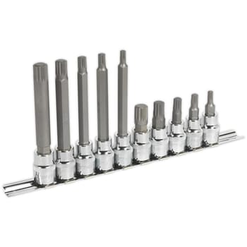 Sealey 10 Piece 3/8" Drive Spline Socket Bit Set