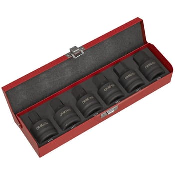 Sealey 6 Piece 3/4" Drive Hexagon Socket Bit Set Metric