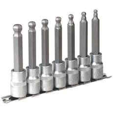 Sealey 7 Piece 1/2" Drive Ball End Long Hexagon Socket Bit Set Metric