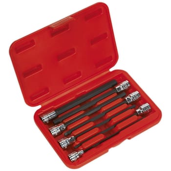 Sealey 7 Piece 3/8" Drive Extra Long Reach Hexagon Socket Bit Set Metric