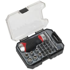 Sealey 24 Piece Stubby Ratchet Screwdriver Bit and Socket Set