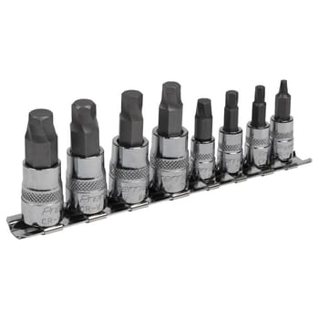 Sealey 8 Piece 1/4" and 3/8" Drive Lock On Hexagon Socket Bit Set Metric