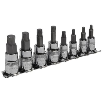 Sealey 8 Piece 1/4" and 3/8" Drive Lock On Hexagon Socket Bit Set Imperial
