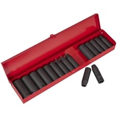 Sealey 17 Piece 1/2" Drive Deep Hexagon Impact Socket Set Metric and Imperial