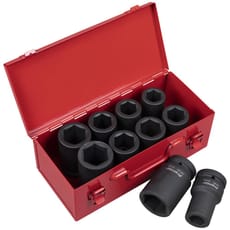 Sealey 10 Piece 1" Drive Deep Hexagon Impact Socket Set Metric and Imperial