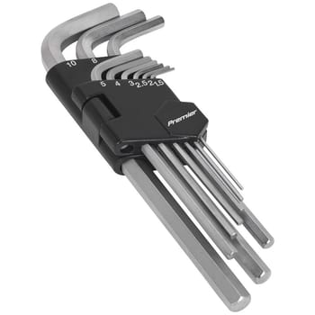 Sealey 9 Piece Long Hexagon Allen Key Set Metric