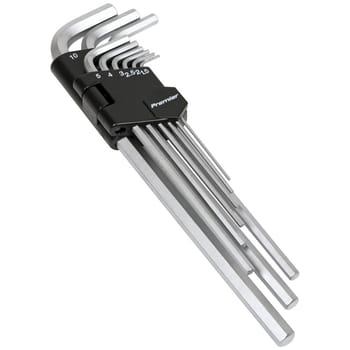 Sealey 9 Piece Extra Long Hexagon Allen Key Set Metric