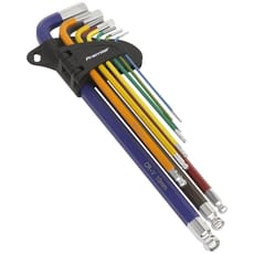Sealey Premier 9 Piece Extra Long Colour Coded Ball End Hex Key Set