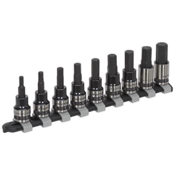 Sealey 9 Piece 3/8 Drive Hex Socket Bit Set Metric
