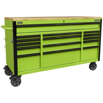 Sealey Superline Pro 15 Drawer Wooden Worktop Roller Cabinet