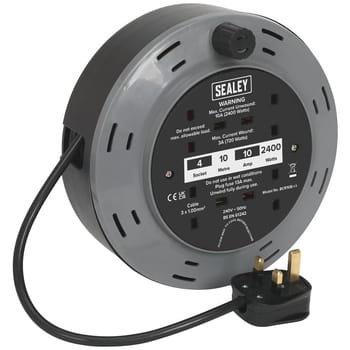 Sealey 2 Socket Cable Reel Cassette 240v