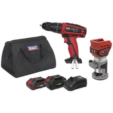 Sealey CP20VCOMBO SV20 20v Cordless Router and Combi Drill Kit