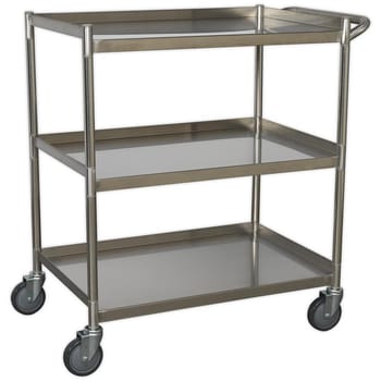 Sealey 3 Shelf Stainless Steel Workshop Trolley
