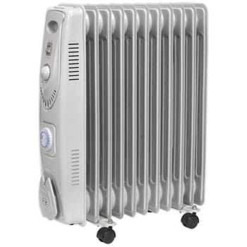 Sealey RD2500T Oil Filled Radiator with Thermostat and Timer