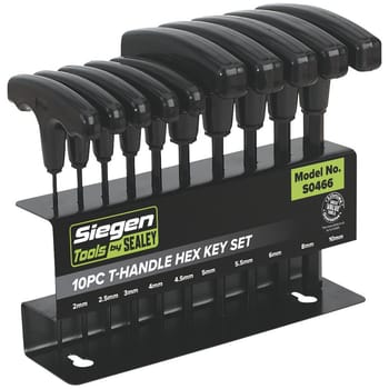 Siegen 10 Piece T Handle Hexagon Allen Key Set Metric