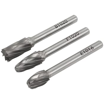 Sealey 3 Piece Tungsten Carbide Rotary Burr Set