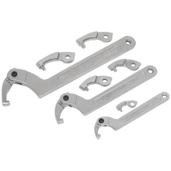 Sealey 11 Piece Adjustable C Spanner Hook and Pin Wrench Set