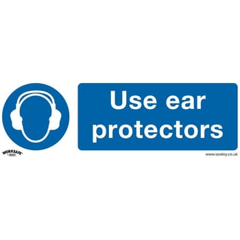 Sealey Rigid Plastic Use Ear Protectors Sign Pack of 10