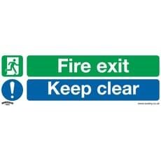 Sealey Self Adhesive Vinyl Fire Exit Keep Clear Sign Pack of 10