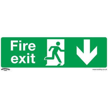Sealey Self Adhesive Vinyl Fire Exit Arrow Down Sign Pack of 10