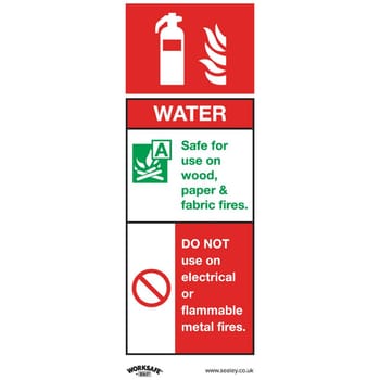 Sealey Rigid Plastic Water Fire Extinguisher Sign Pack of 10