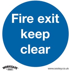 Sealey Self Adhesive Vinyl Fire Exit Keep Clear Sign Pack of 10