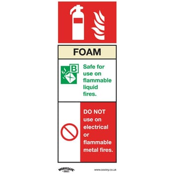 Sealey Self Adhesive Vinyl Foam Fire Extinguisher Sign Pack of 10