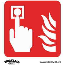 Sealey Self Adhesive Vinyl Fire Alarm Symbol Sign Pack of 10