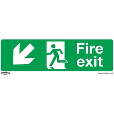 Sealey Rigid Plastic Fire Exit Arrow Down Left Sign