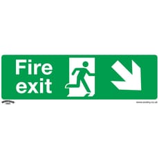 Sealey Rigid Plastic Fire Exit Arrow Down Right Sign