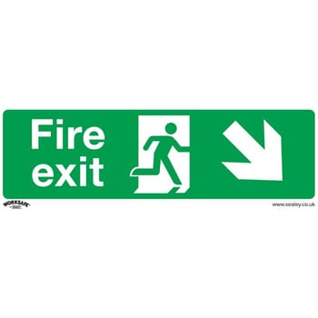 Sealey Self Adhesive Vinyl Fire Exit Arrow Down Right Sign