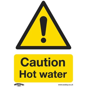 Sealey Self Adhesive Vinyl Caution Hot Water Sign
