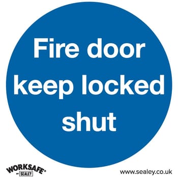 Sealey Self Adhesive Vinyl Fire Door Keep Locked Shut Sign Pack of 10