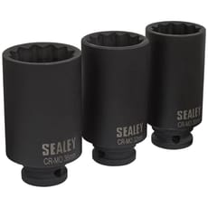Sealey 3 Piece 1/2" Drive Bi Hexagon Hub Nut Impact Socket Set