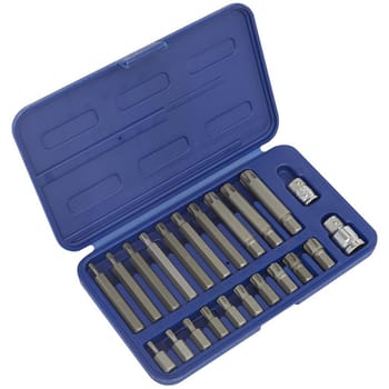 Sealey 22 Piece 3/8" and 1/2" Drive Ribe Socket Bit Set
