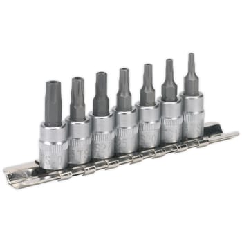 Sealey 7 Piece 1/4" Drive Security Torx Socket Bit Set