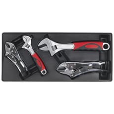 Sealey 4 Piece Locking Plier and Adjustable Spanner Set in Module Tray