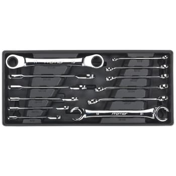 Sealey 12 Piece Flare Nut and Ratchet Ring Spanner Set Metric in Module Tray
