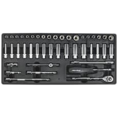 Sealey 43 Piece 1/4" Drive Socket Set Metric and Imperial in Module Tray