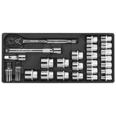 Sealey 26 Piece 1/2" Drive Socket Set Metric in Module Tray