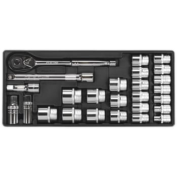 Sealey 26 Piece 1/2" Drive Socket Set Metric in Module Tray