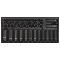 Sealey 28 Piece 1/2" Drive Deep Impact Socket Set Metric in Module Tray